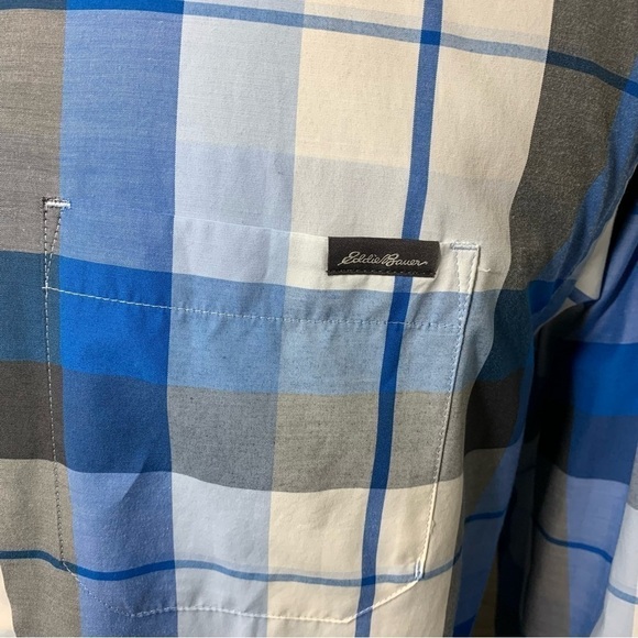 Eddie Bauer Blue White Plaid Active Casual Button Down Shirt Long Sleeves Sz 2XL - Picture 4 of 15